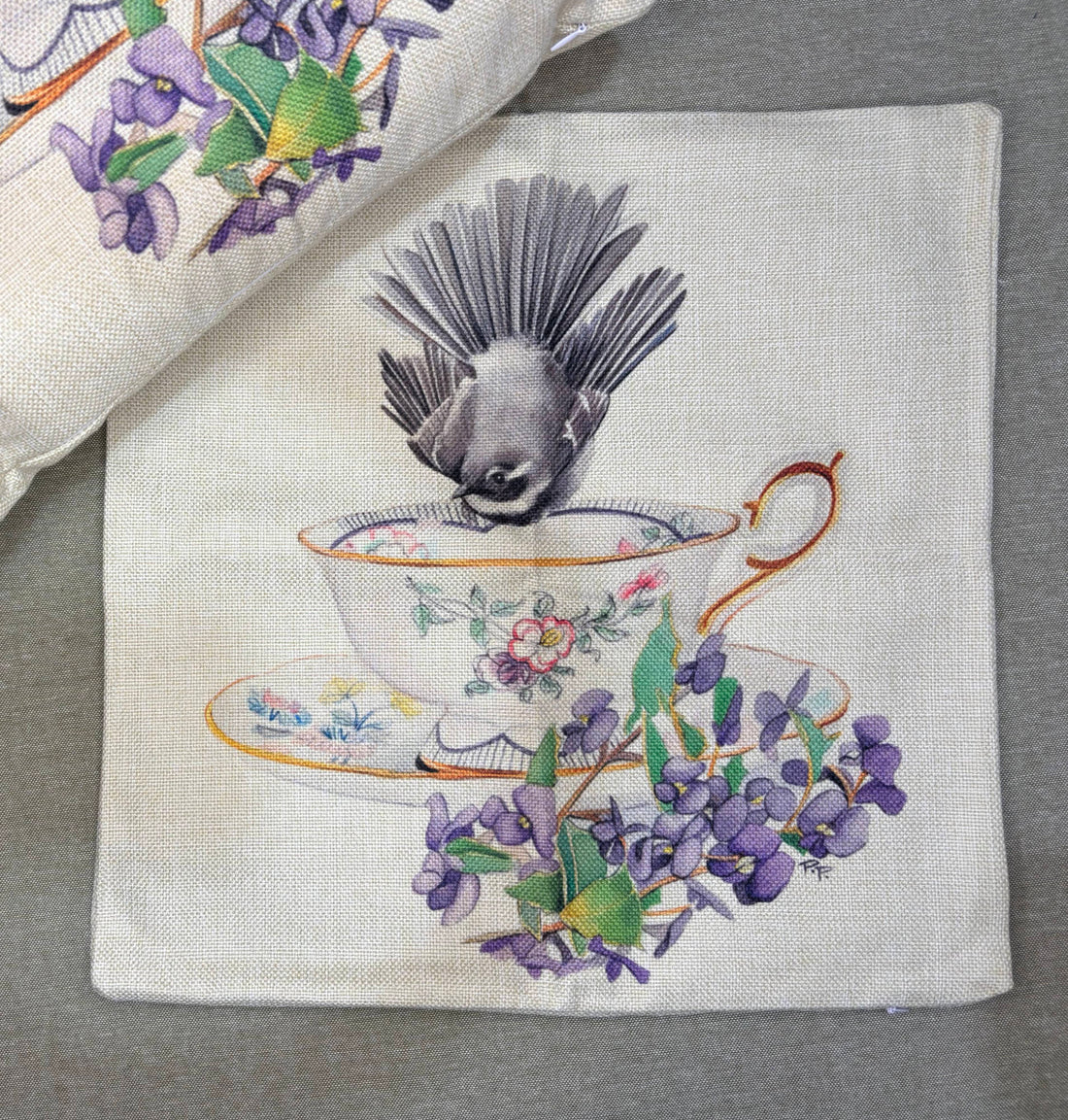 Fantail & Hardenbergia Teacup Cushion Cover