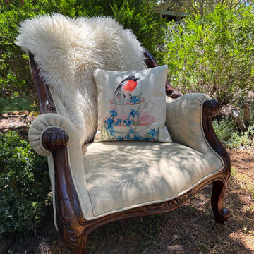 Scarlet Robin & Leschenaultia Teacup Cushion Cover