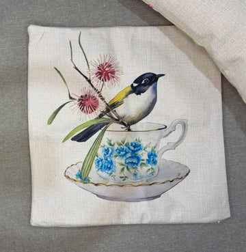 Gilbert's Honeyeater Teacup Cushion Cover