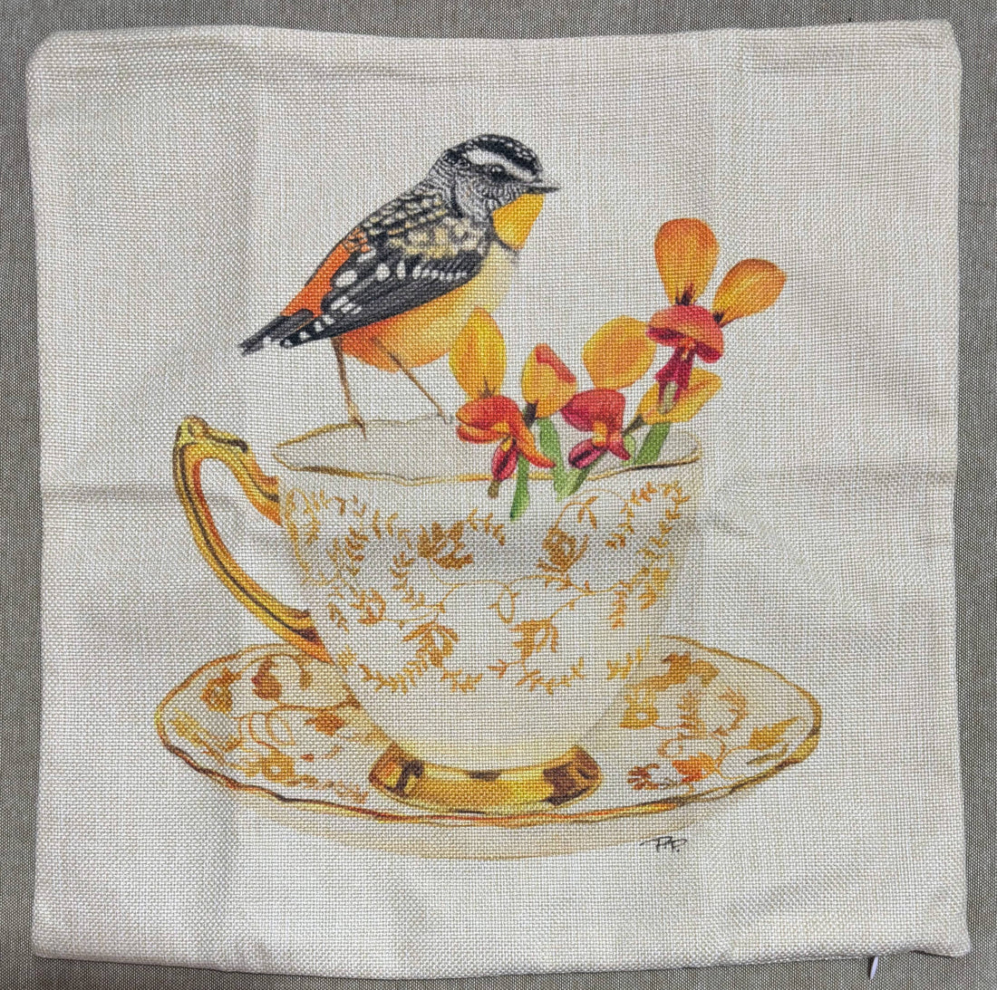 Pardalote Teacup Cushion Cover
