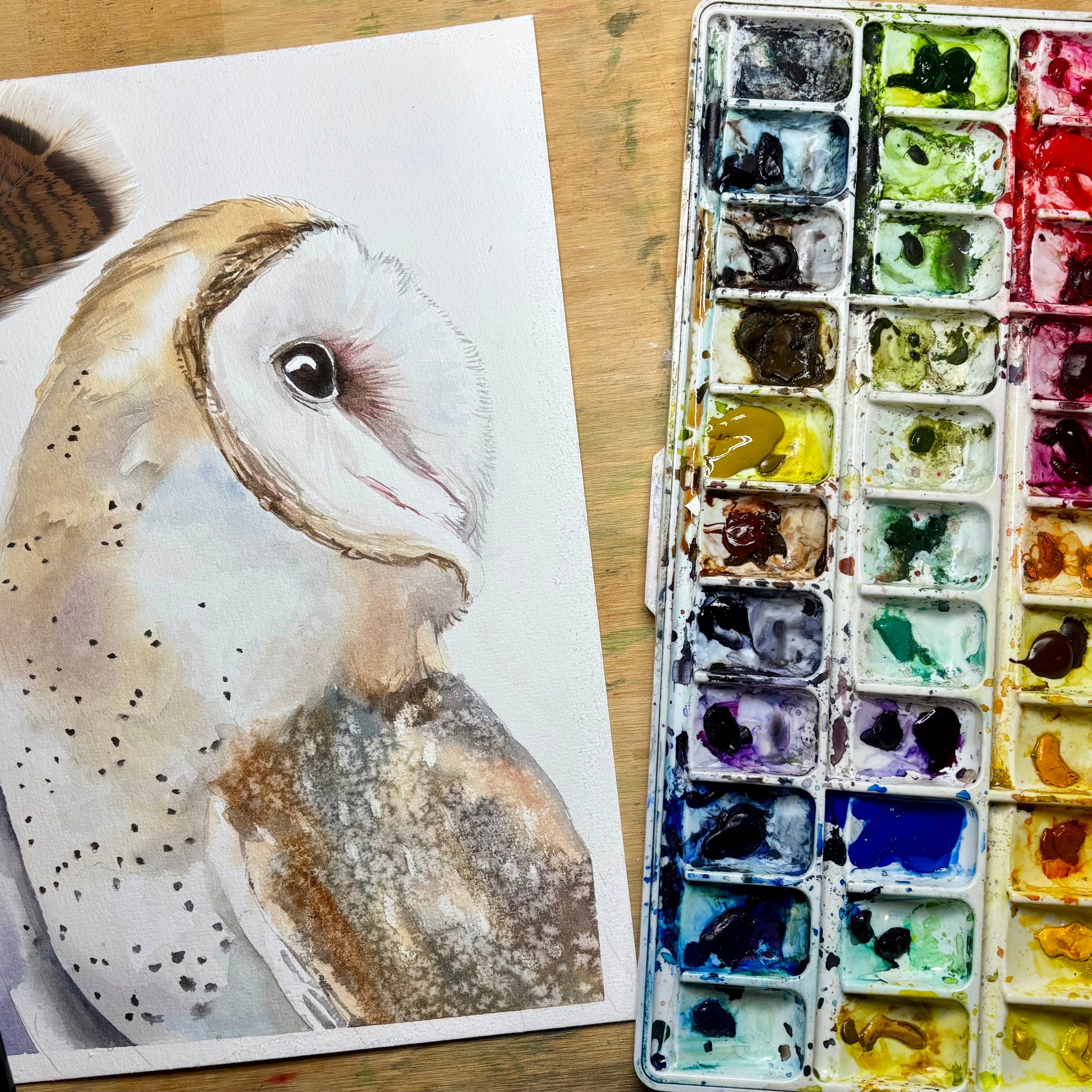 CLOSED Watercolour Barn Owl Fri Sept 19th